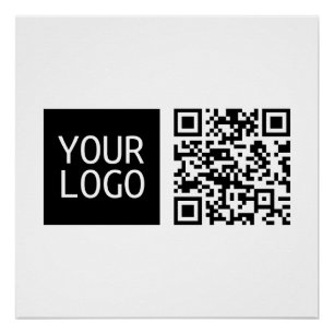Póster Código QR editável & Logotipo ou imagem da sua emp