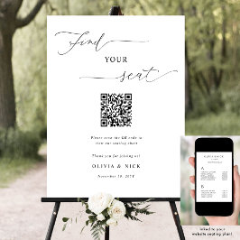 Poster Código QR Elegante Sinal de Plano de Casamento de