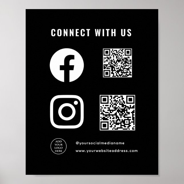 Poster Código QR Logo Aqui Seguir Escanear Conectar-se Co (Frente)