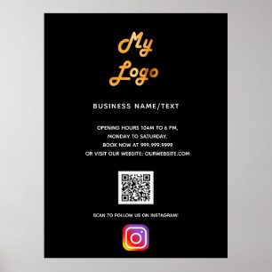 Poster Código qr logotipo da empresa instagram preto