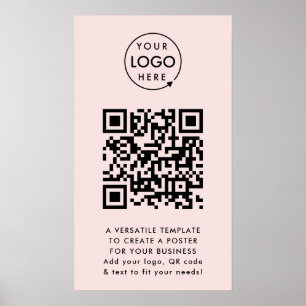 Poster Código QR   Logotipo profissional Rosa Simples