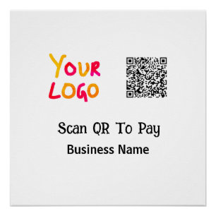 Póster Código QR minimalista simples para pagar logotipo