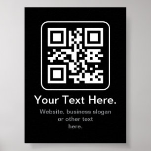 Poster Código QR Modern Escaneável Preto Branco & Cinza