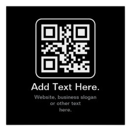 Póster Código QR Modern Escaneável | Preto Branco e Cinza