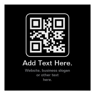 Póster Código QR Modern Escaneável Preto Branco e Cinza