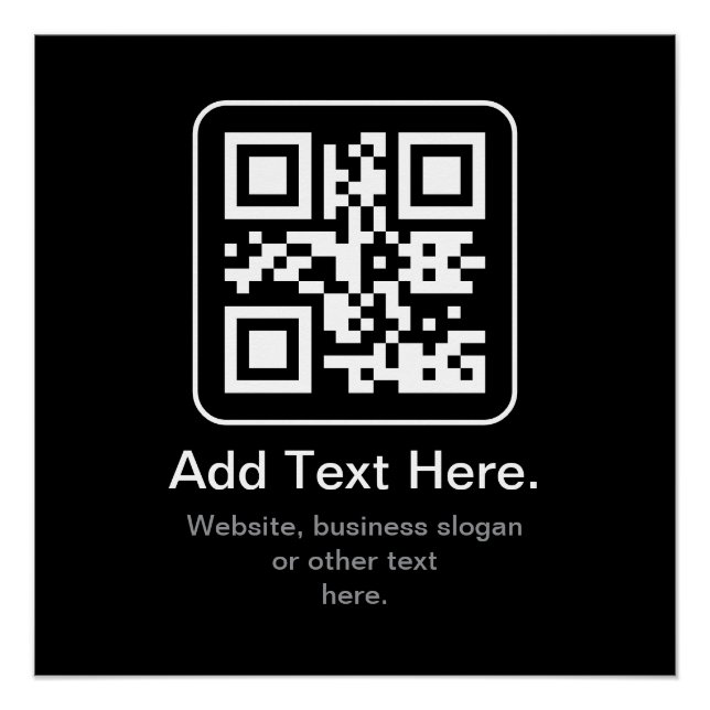 Póster Código QR Modern Escaneável | Preto Branco e Cinza (Frente)