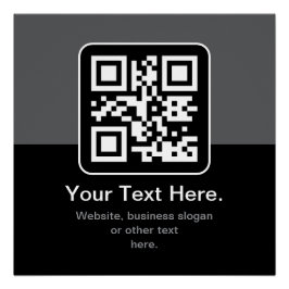 Póster Código QR Modern Escaneável | Preto, Cinza e Branc