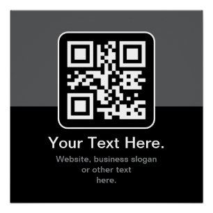 Póster Código QR Modern Escaneável Preto, Cinza e Branc