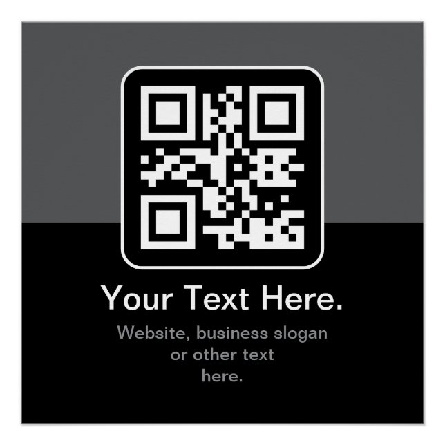 Póster Código QR Modern Escaneável | Preto, Cinza e Branc (Frente)