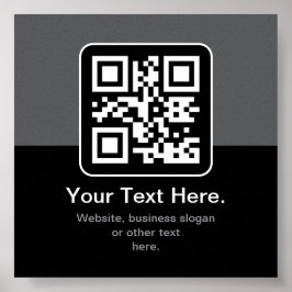 Poster Código QR Modern Escaneável | Preto, Cinza e Branc