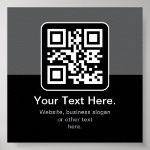 Poster Código QR Modern Escaneável Preto, Cinza e Branc