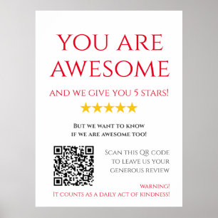 Poster Código QR personalizado engraçado Revisão do logot