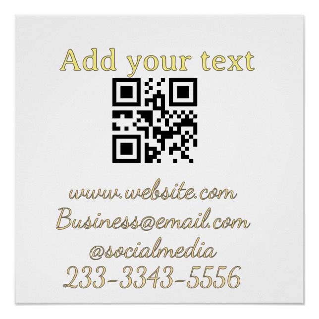 Póster código QR personalizado simples adicione o texto d (Frente)