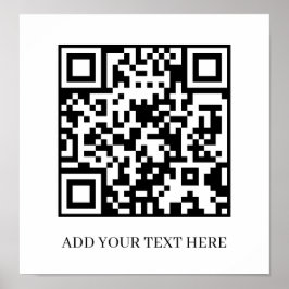 Poster Código QR Preto Personalizado | Exibição de Texto 