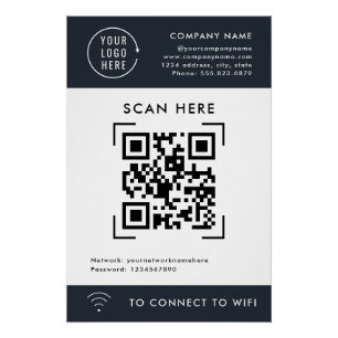 Póster Código QR Scan Wifi Contato sem contato do logot