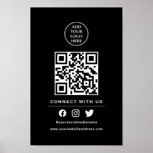 Poster Código QR Seu Logotipo Siga Escaneie para se conec