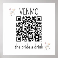 Código QR VENMO a Noiva uma Bebida Festa de Desped