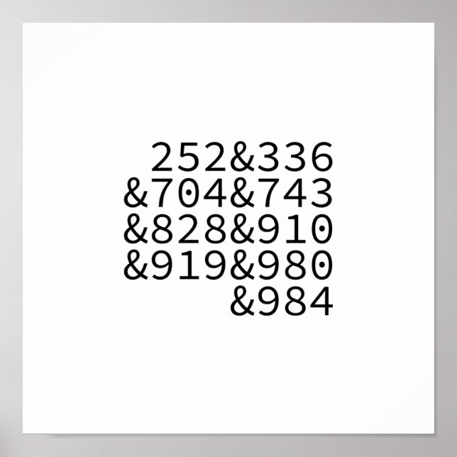 Poster Códigos de área da Carolina do Norte (Frente)