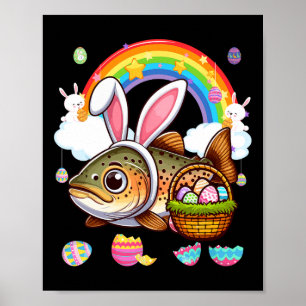 Poster Coelhão De Pernalas De Páscoa De Peixes Caça De Ov