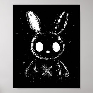 Poster Coelhinho Bonito Cansado Coelho Gótico Alt Grunge 