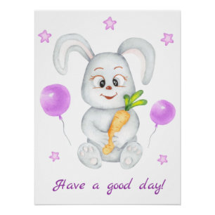 Póster Coelhinho bonito para um Poster de humor positivo