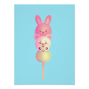 Póster Coelhinho Bonito, Urso E Sapo Dango Glossy Poster