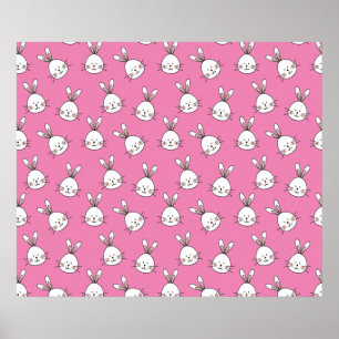 Poster Coelhinho branco giro e giro a rosa