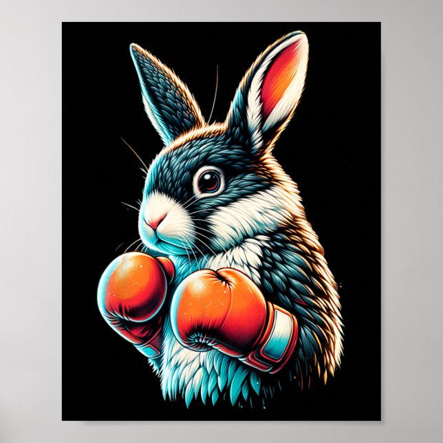 Poster Coelhinho Com Luvas De Boxing (Frente)