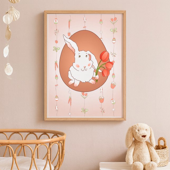 Poster Coelhinho com Tulipas Primavera Holiday Rabbit (Criador carregado)