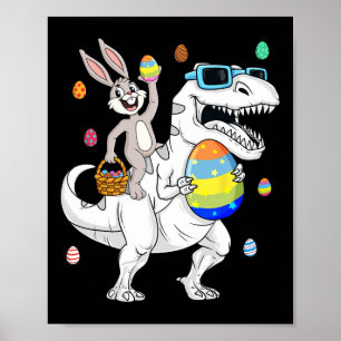 Poster Coelhinho da Páscoa Andando T Rex Dinossauro Diver