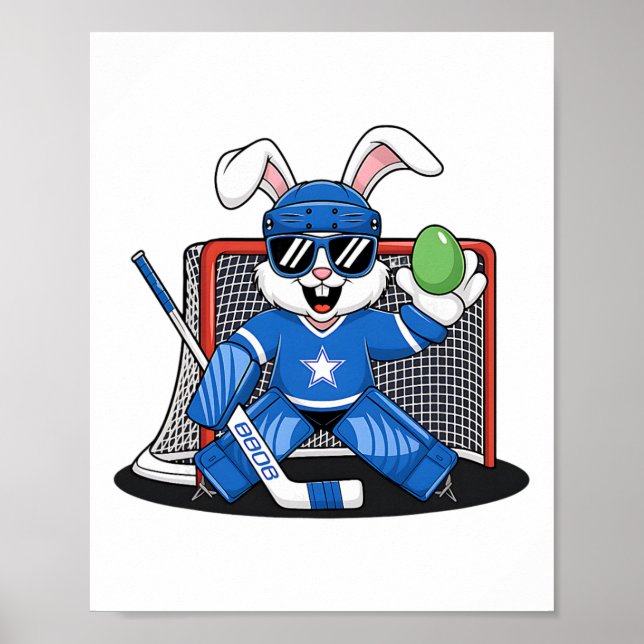 Poster Coelhinho da Páscoa Goleiro de Hóquei no Gelo Home (Frente)