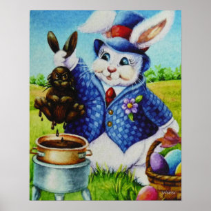 Poster Coelhinho de Coelhinho na Páscoa em Chocolate Art