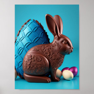 Poster Coelhinho de Páscoa e Ovos de Chocolate