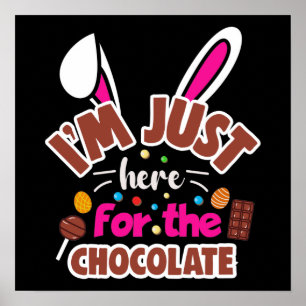 Poster Coelhinho de Páscoa... Estou aqui para o Chocolate