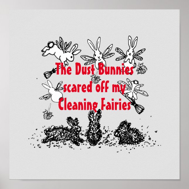 Poster Coelhinho De Poeira Limpando Coelho De Fada Humorá (Frente)