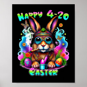 Poster Coelhinho Do Dia Do felz pascoa Fumando Erva Engra