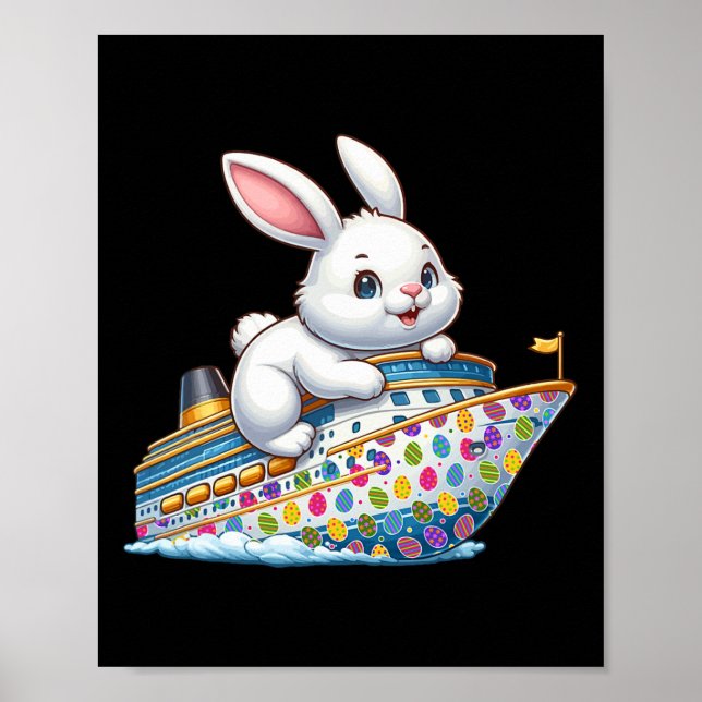 Poster Coelhinho Em Navio De Cruzeiro Ovos De Páscoa Cria (Frente)