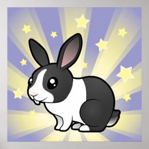 Póster Coelhinho Estrela Pequena (orelha ereta pelo liso)