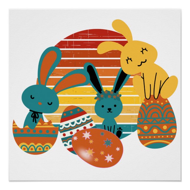 Póster Coelhinho Feliz, Ovo de Páscoa, Poster (Frente)