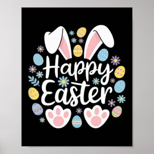 Poster Coelhinho Feliz Páscoa Caça ao Ovo de Páscoa Esqua