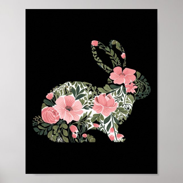 Poster Coelhinho Floral de Primavera Coelho da Páscoa Bon (Frente)