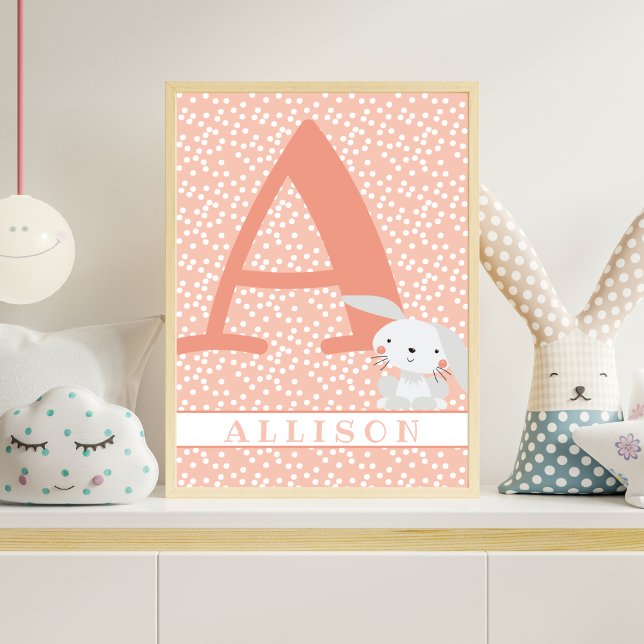 Poster Coelhinho Fofo & Bolinhas Personalizado Quarto de  (Criador carregado)