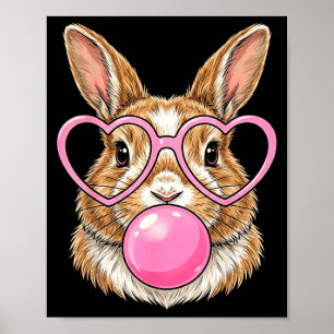 Poster Coelhinho fofo engraçado chiclete coelho óculos de