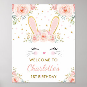 Poster Coelhinho Rosa Dourado e Bonito Coelho da Páscoa F