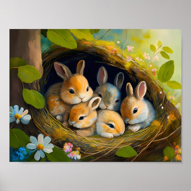 Poster Coelhinhos Adormecidos 4 (Frente)