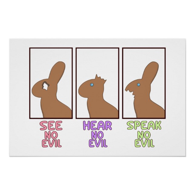 Póster Coelhinhos de chocolate com Páscoa engraçada (Frente)