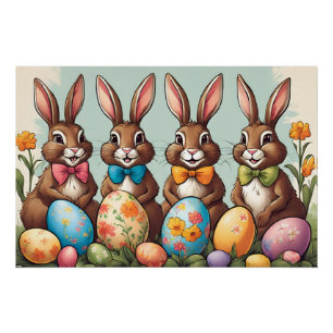 Póster Coelhinhos de Páscoa bonitos na Caça de Ovos