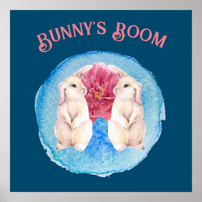 Poster Coelhinhos Personalizáveis da Sala de Bunny com Pe (Frente)