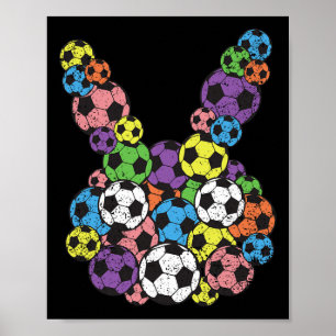 Poster Coelho Amante de Futebol de Páscoa Ll Caça ao Ovo