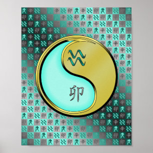 Poster Coelho Aquário e Metálico